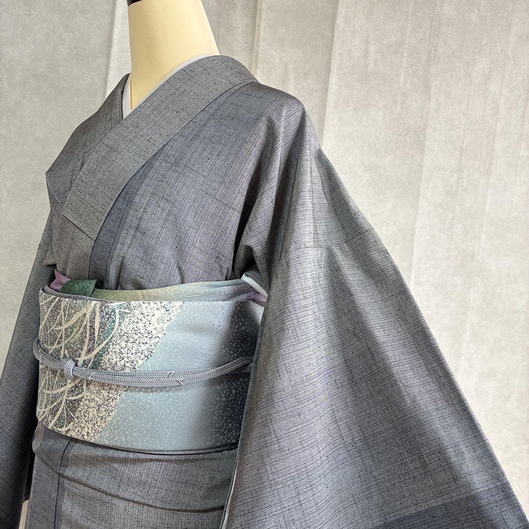 〈着物のみ〉小紋　着物　紬　トールサイズ　しつけ付き　粋　凛とした美　G9