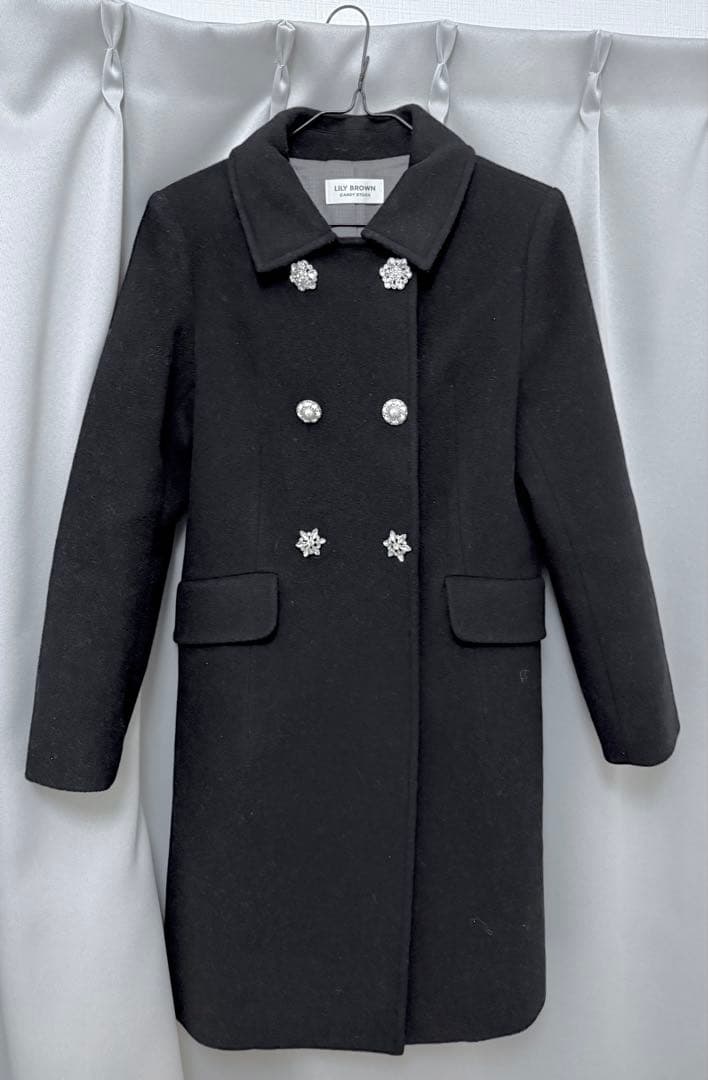 【最終値下げ】リリーブラウン ダブルビジューミディコート