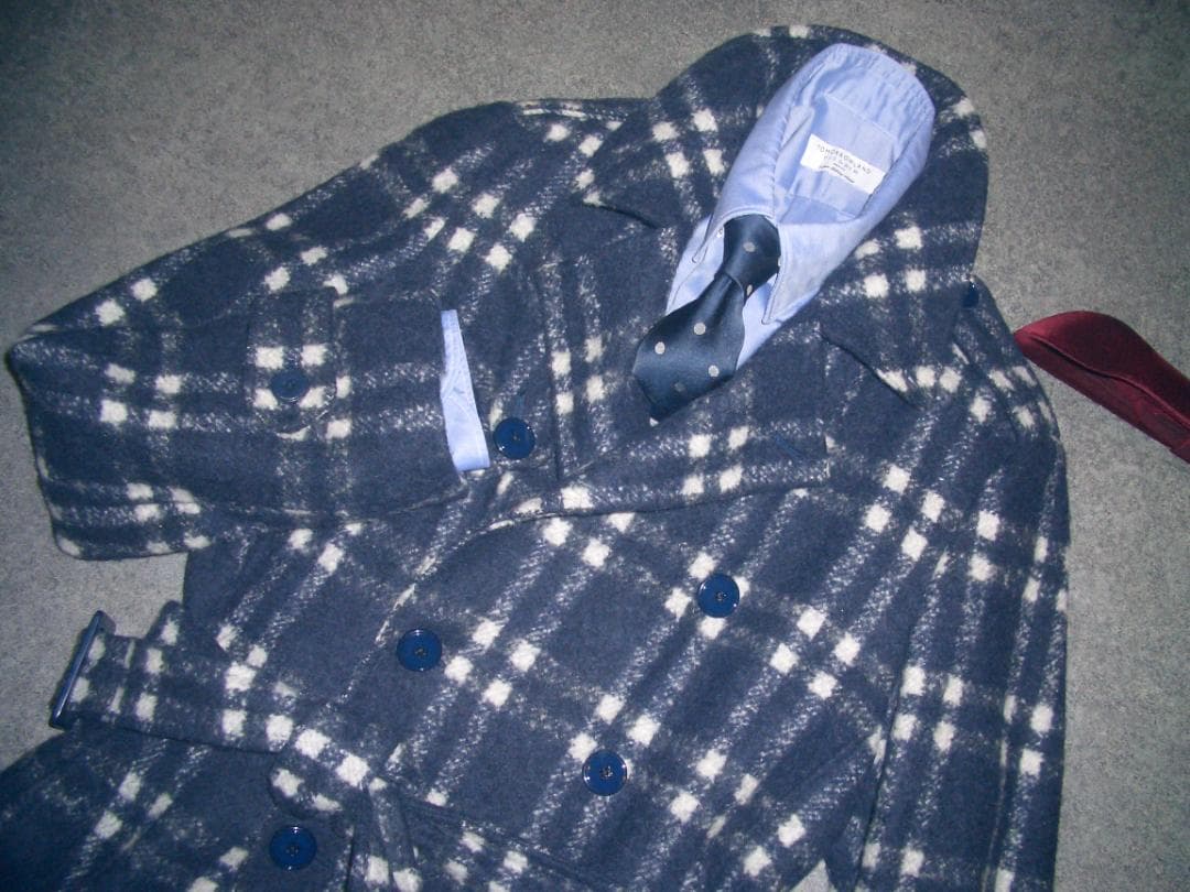 34万 ernesto ダブルコート 44 S　エルネスト ネイビーチェスター