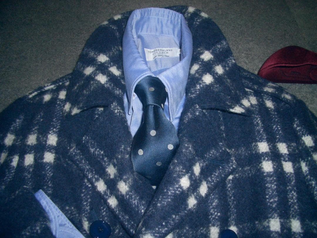 34万 ernesto ダブルコート 44 S　エルネスト ネイビーチェスター