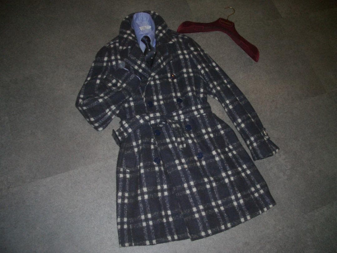 34万 ernesto ダブルコート 44 S　エルネスト ネイビーチェスター