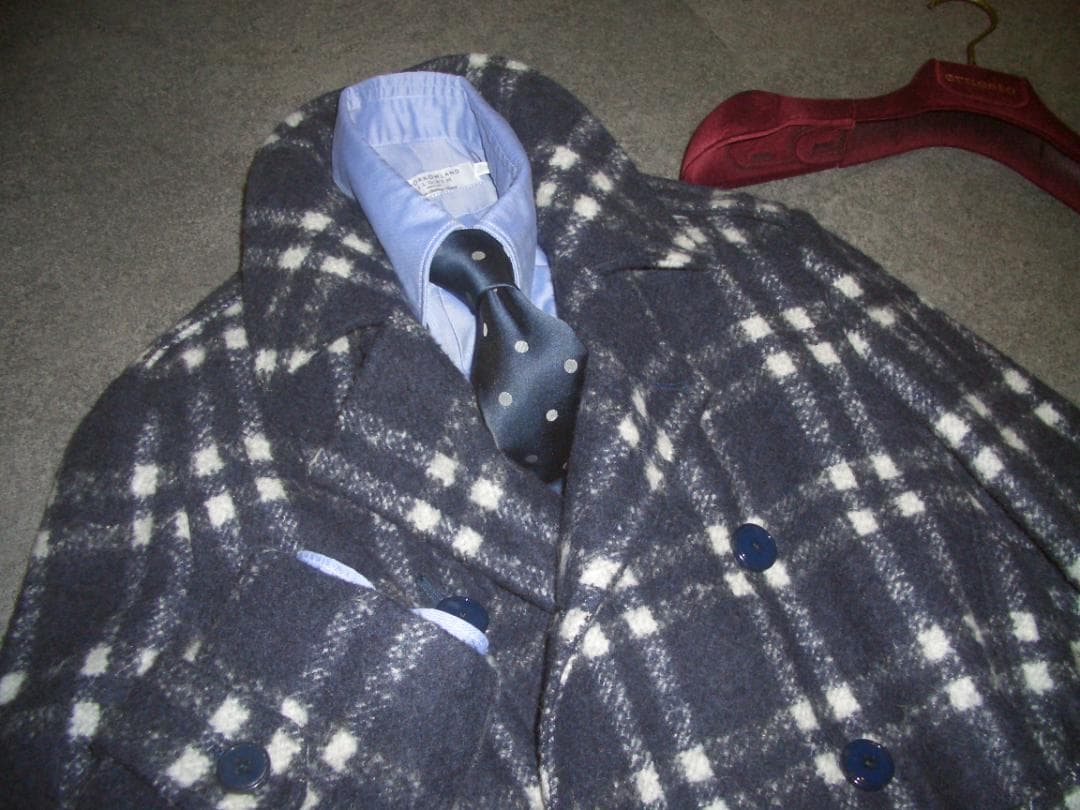 34万 ernesto ダブルコート 44 S　エルネスト ネイビーチェスター