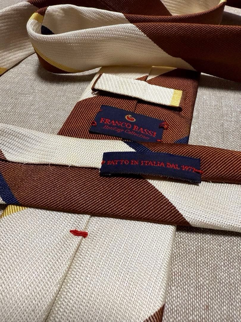 FRANCO BASSI／フランコバッシ／ブロックストライプ／ブラウン／ベージュ