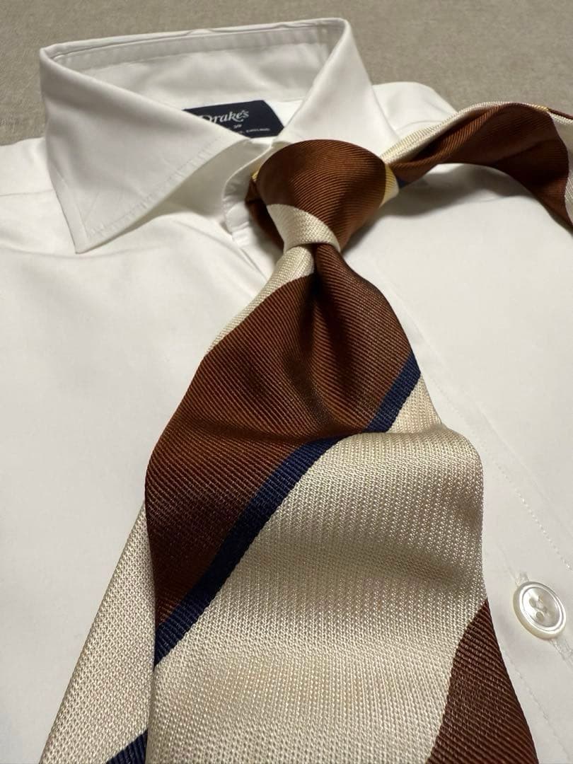 FRANCO BASSI／フランコバッシ／ブロックストライプ／ブラウン／ベージュ