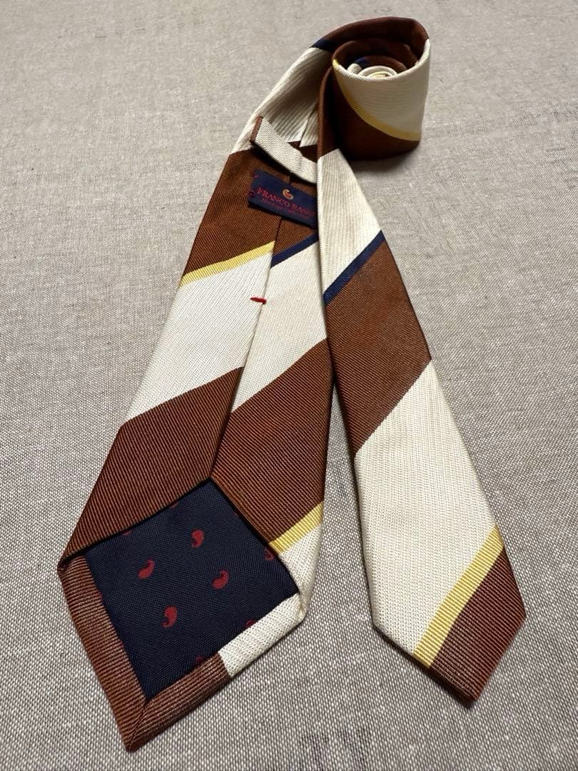 FRANCO BASSI／フランコバッシ／ブロックストライプ／ブラウン／ベージュ