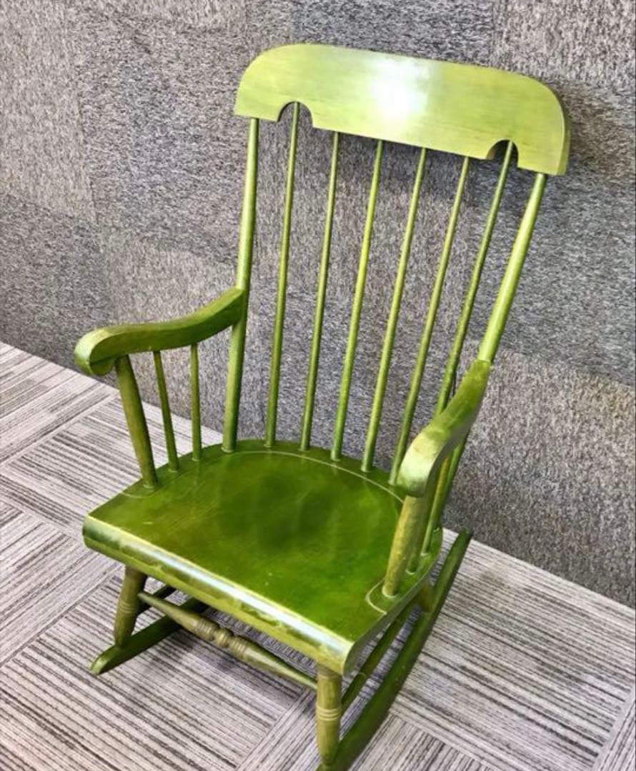 【Vintage】飛騨産業 キツツキマーク ロッキングチェア グリーン 送料込み
