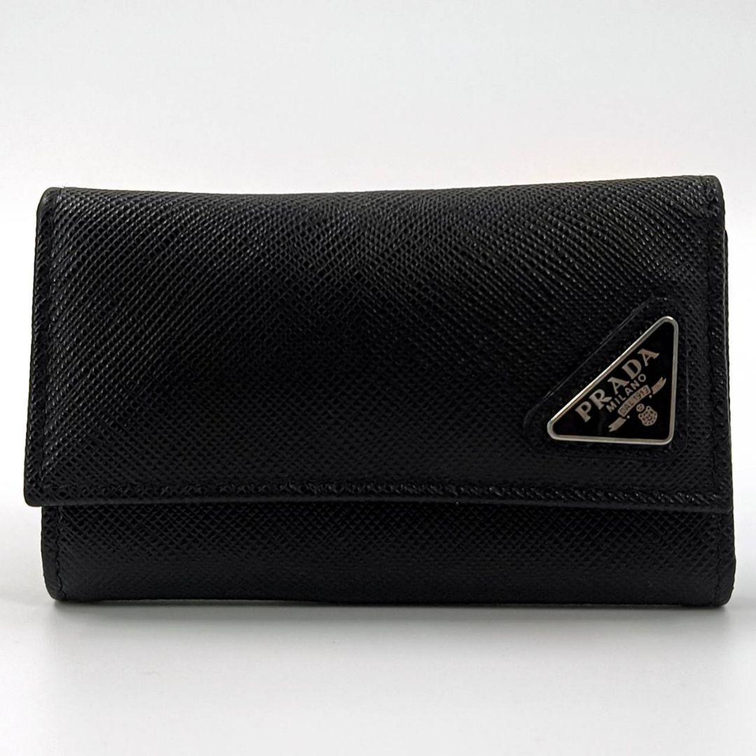 希少モデル プラダ サフィアーノ レザー 6連 キーケース 黒 2PG222