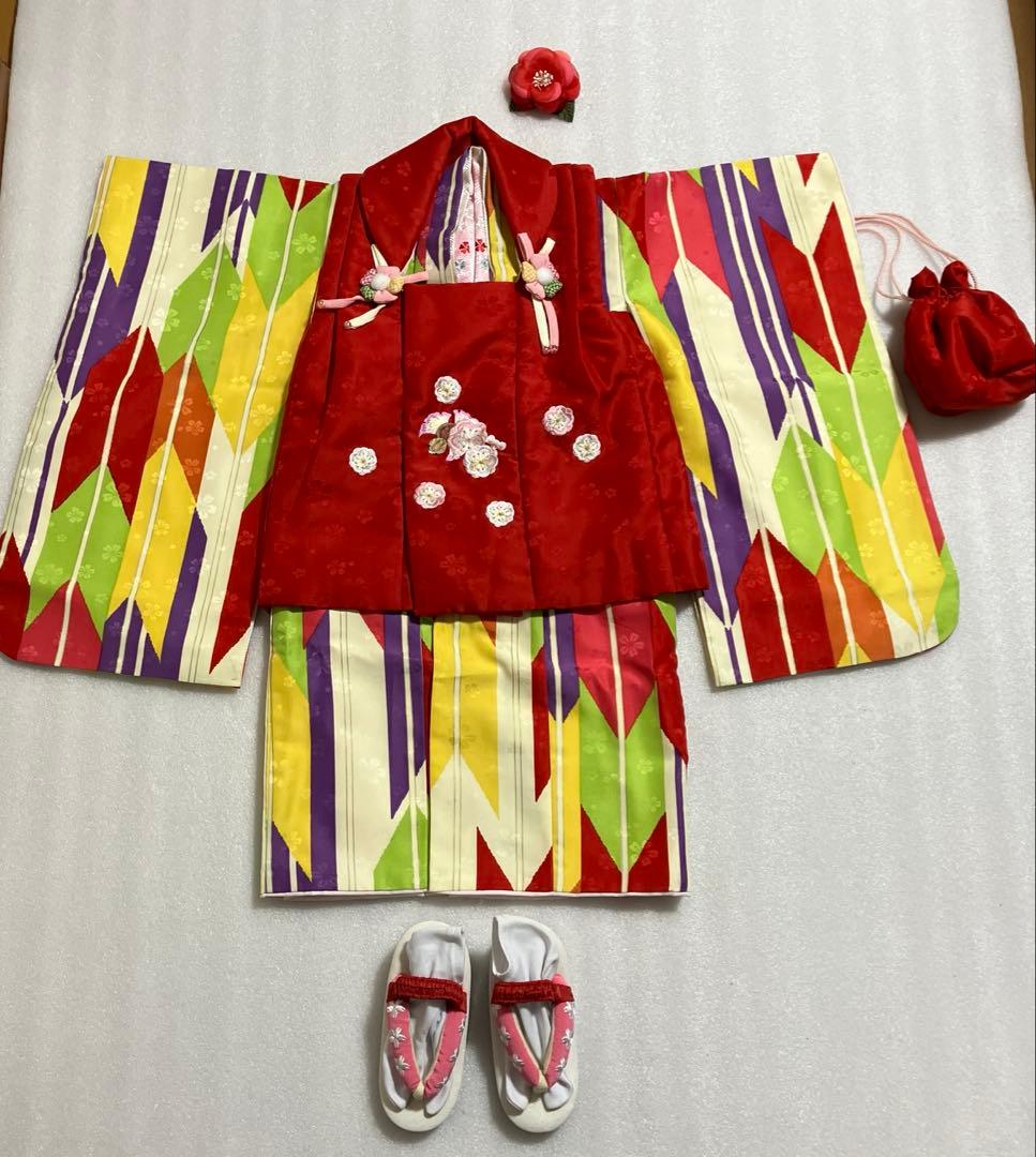 小町kid 七五三　三歳女の子着物　 被布　着物　草履　足袋　バッグ　髪飾