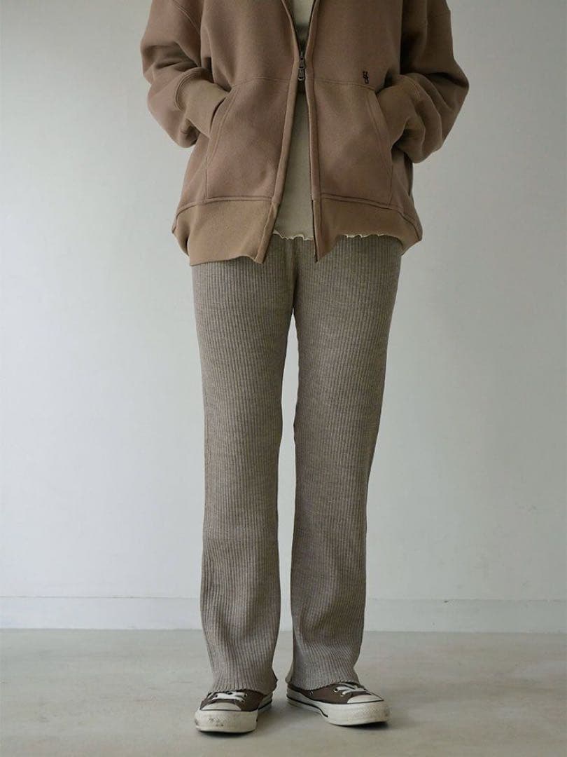 うなぎいぬ　　ハグオーワー　メランジニットパンツ　リブニット