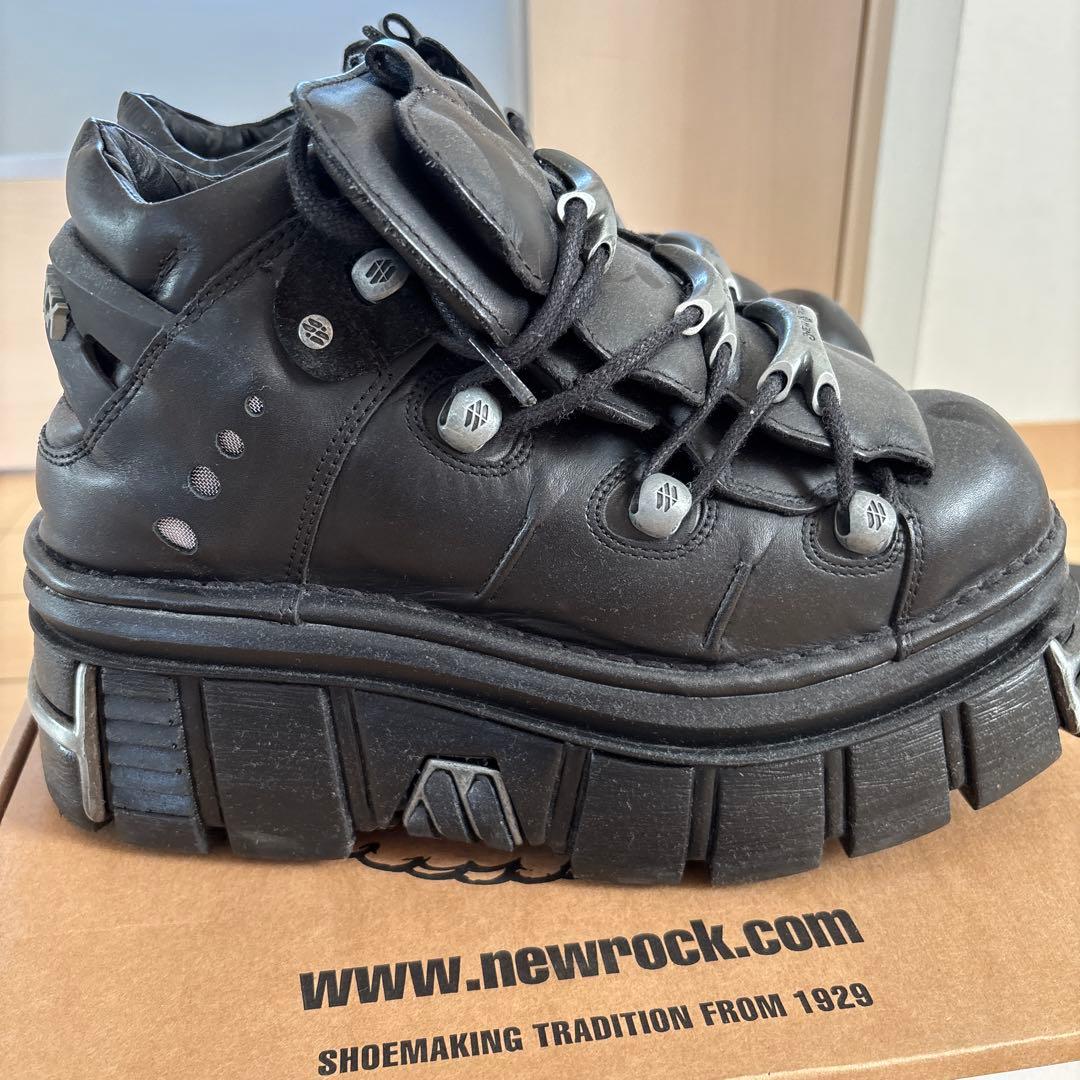 美品 NEW ROCK M-106-S112 43厚底 レザー ブラック