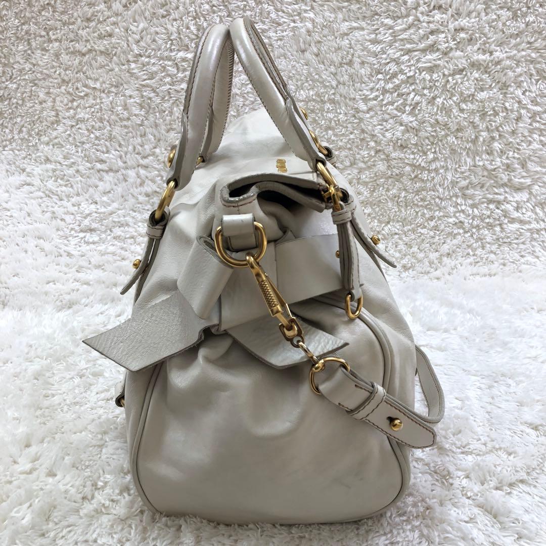 MIU MIU VITELLO LUX ショルダーバッグ 2WAY ホワイト