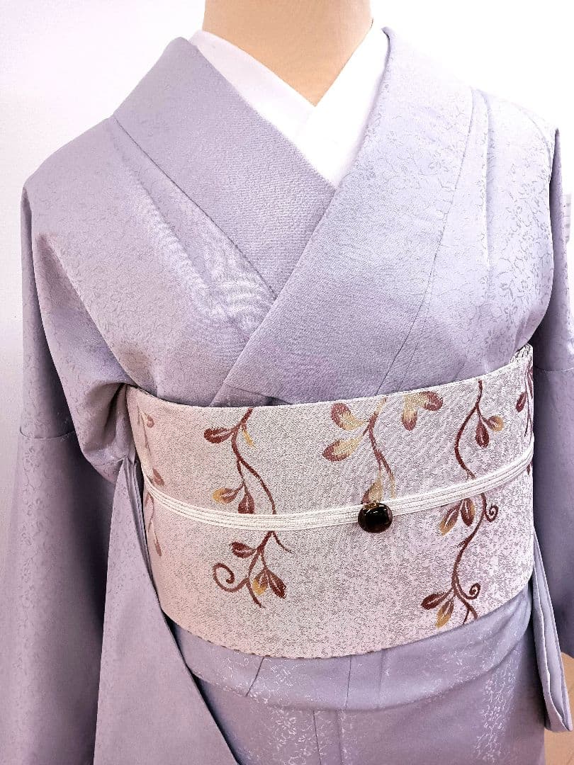 洗える色無地　花唐地模様　身巾少しゆったりめサイズ