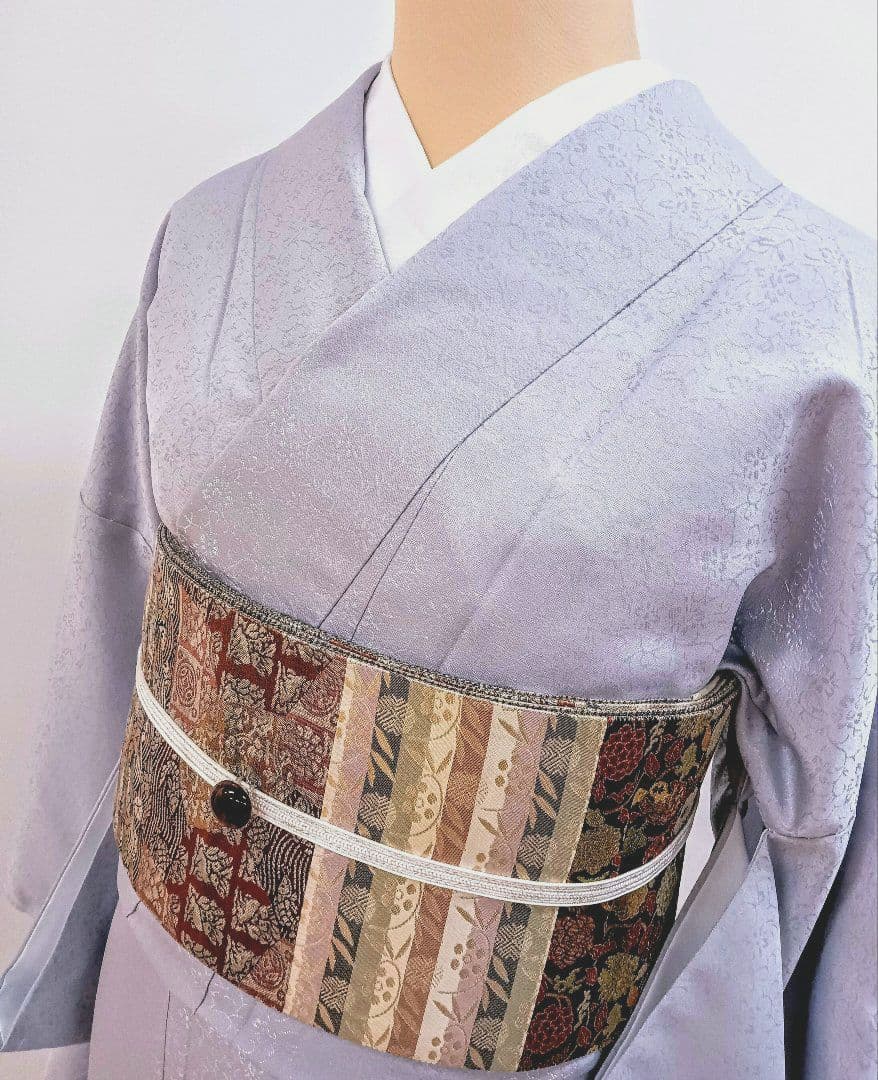 洗える色無地　花唐地模様　身巾少しゆったりめサイズ