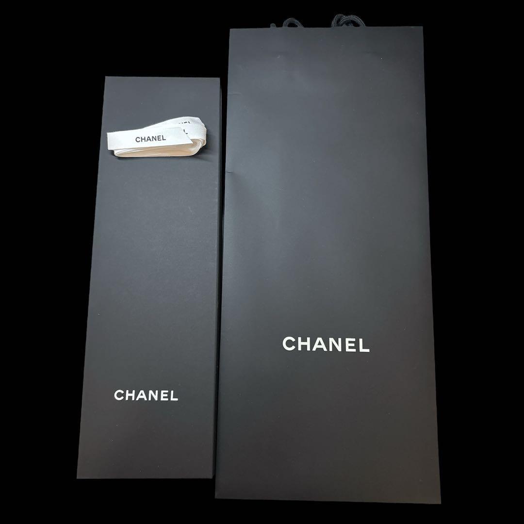 未使用 シャネル ネクタイ ココマーク総柄 箱 ショッパー付き ネイビー