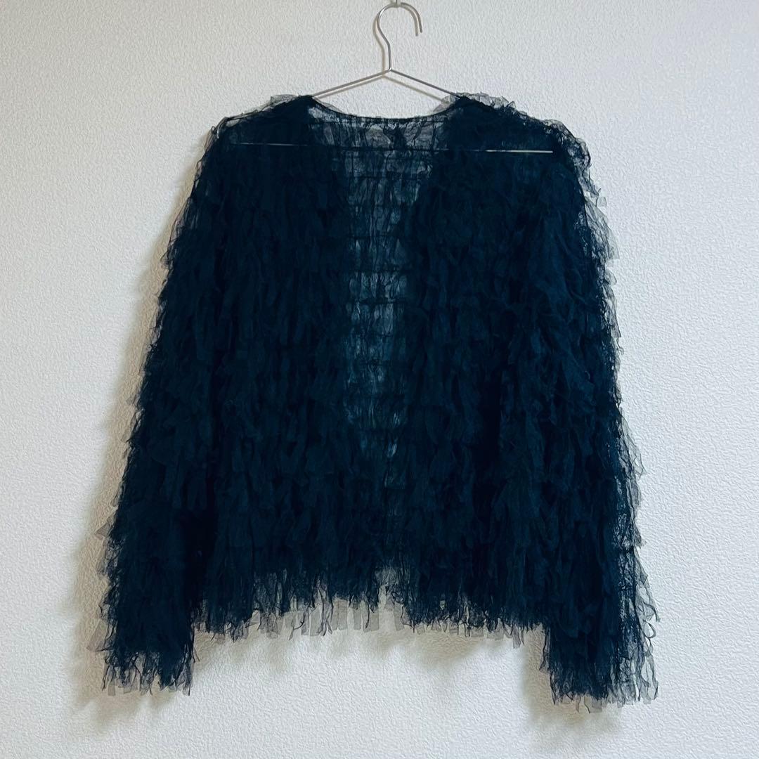 【currentage】black tulle jacket