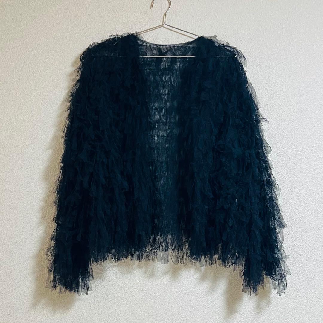 【currentage】black tulle jacket