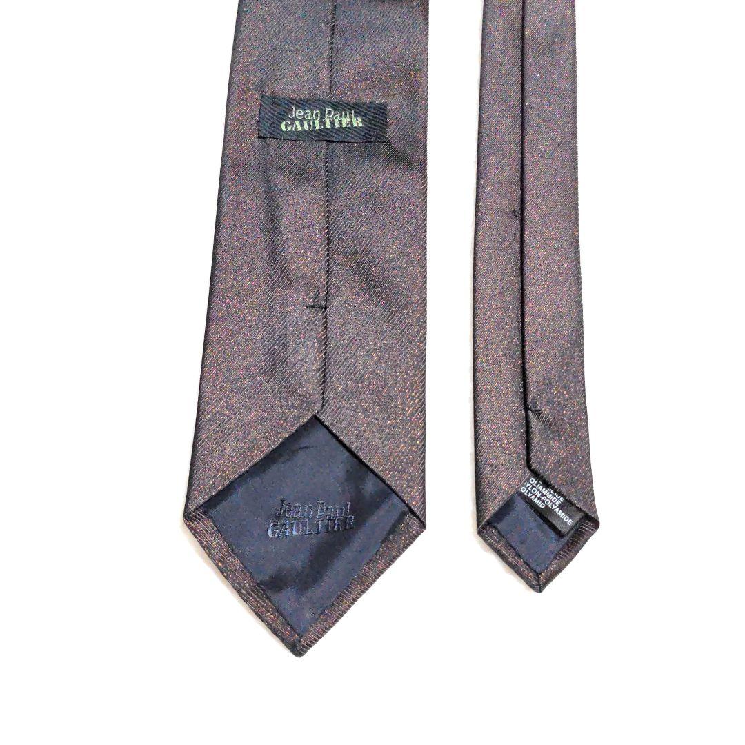 極美品　ジャンポールゴルチエ　ネクタイ　無地　ソリッド　ラメ　紳士服　シルク