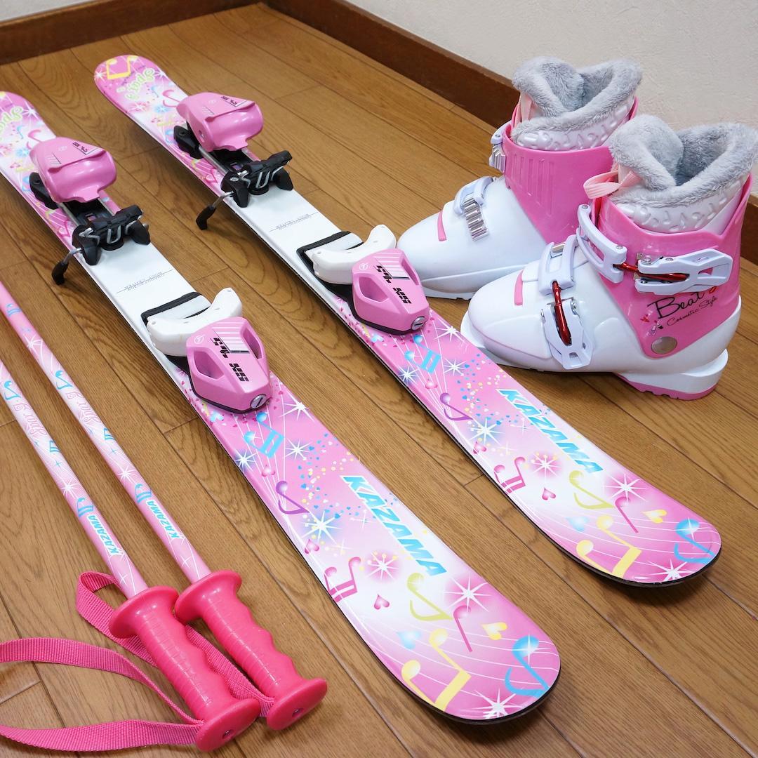 メンテ済 86cm 靴18cm KAZAMA スキーセット (90)