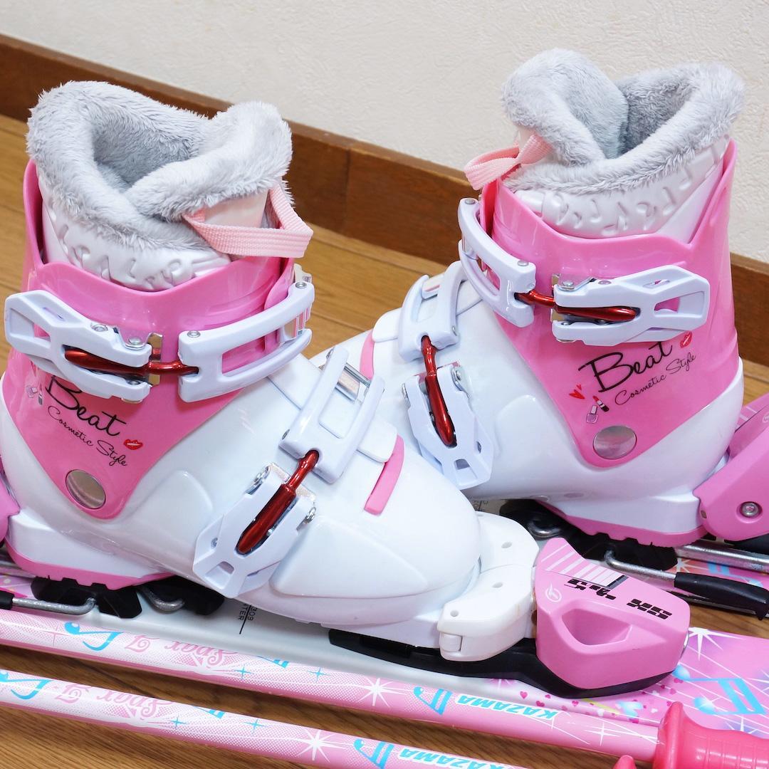 メンテ済 86cm 靴18cm KAZAMA スキーセット (90)