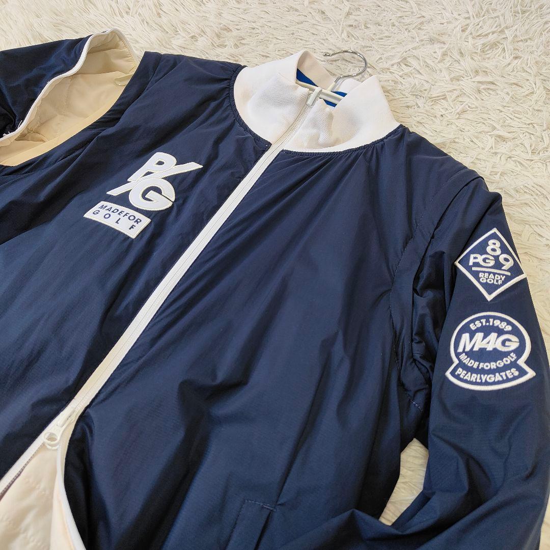 パーリーゲイツ　4way リバーシブル ブルゾンジャケット　白×紺　ベスト　M