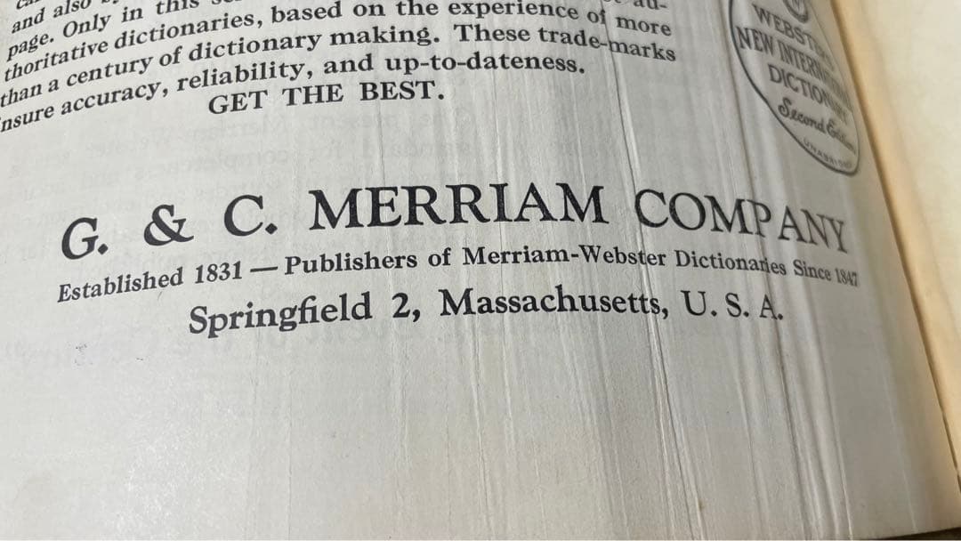 【1959年 激レア書籍】WEBSTER'S DICTIONARY
