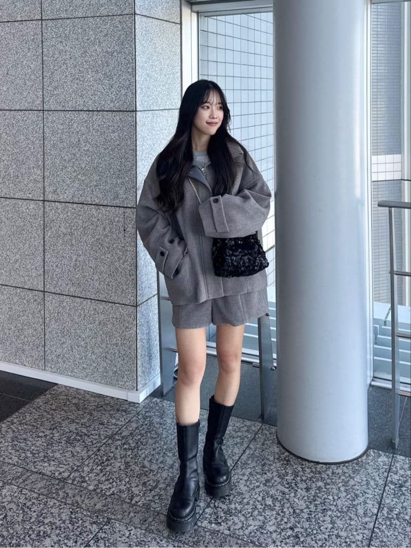 実物写真掲載 完売 ココディール リブカラーウール混コート