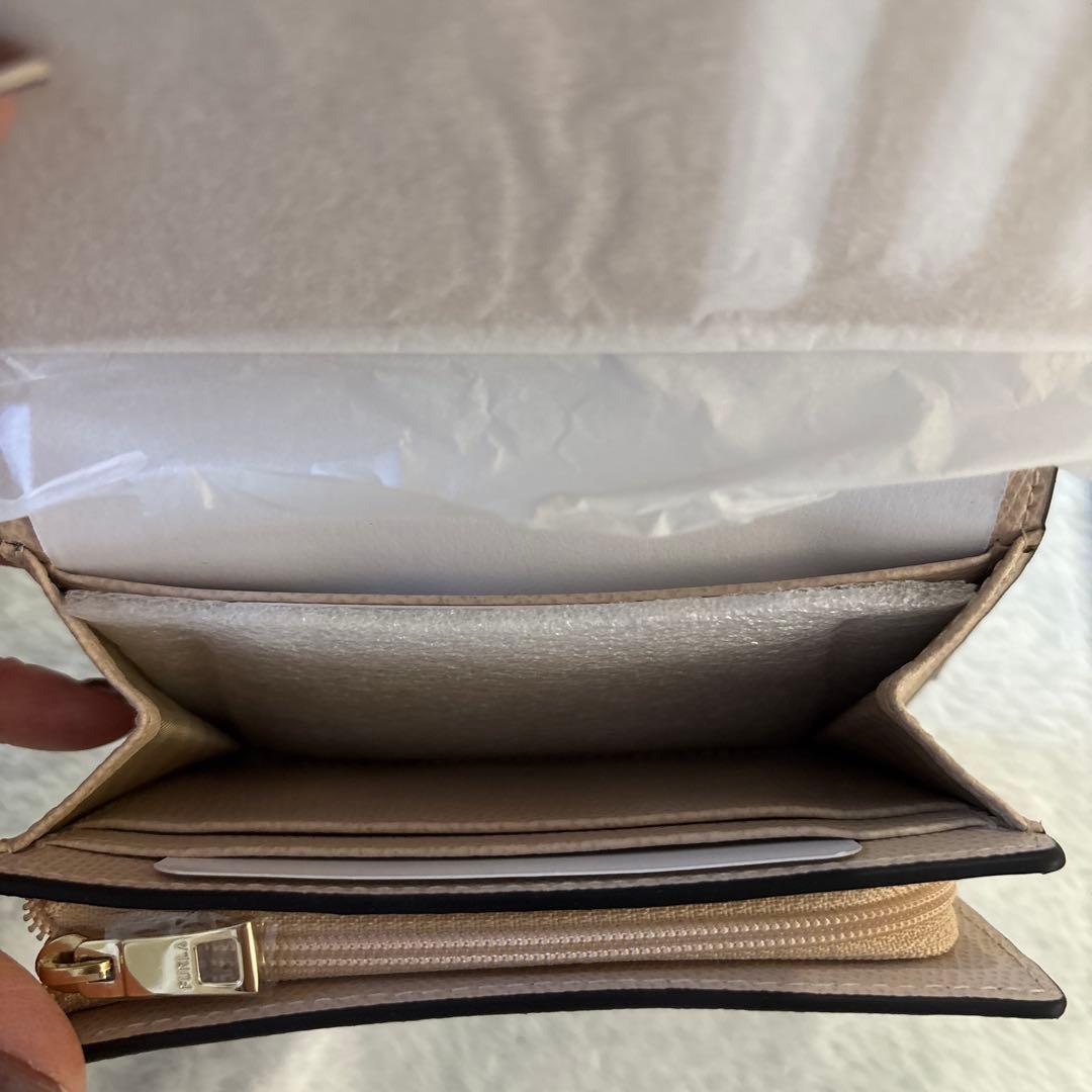 FURLA ブルーグレージュ折りたたみ財布