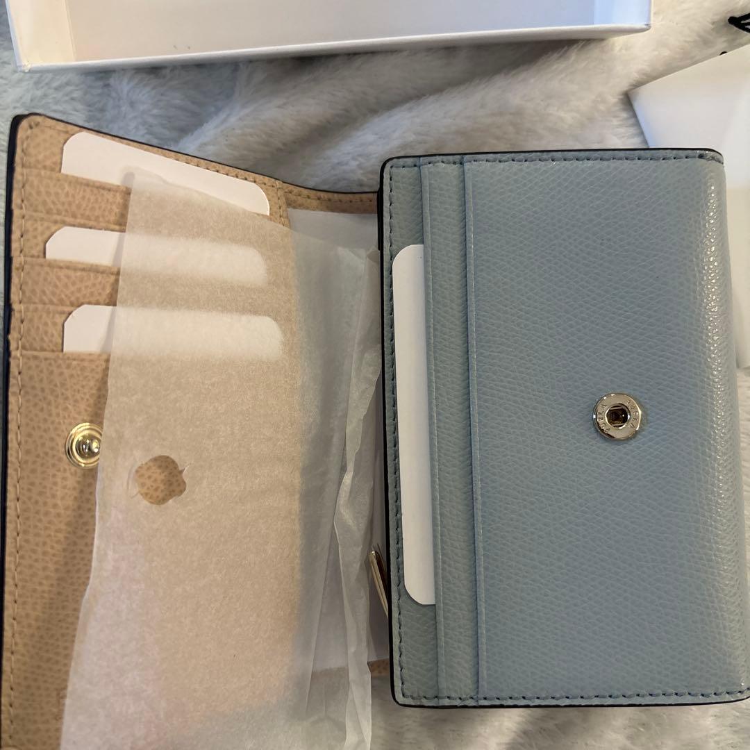 FURLA ブルーグレージュ折りたたみ財布