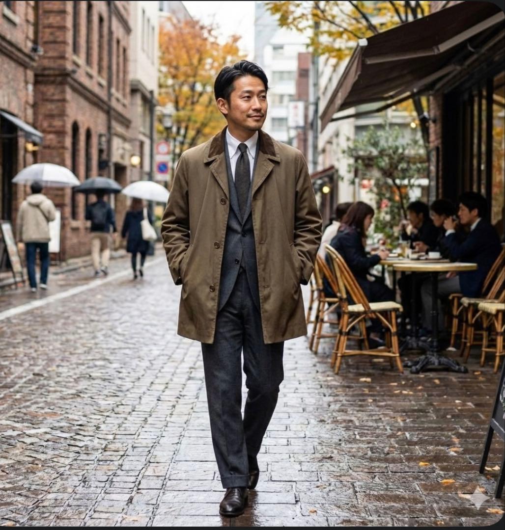 GRENFELL 英国製 ボアライナー付ハンティングコートコーデュロイ襟%466