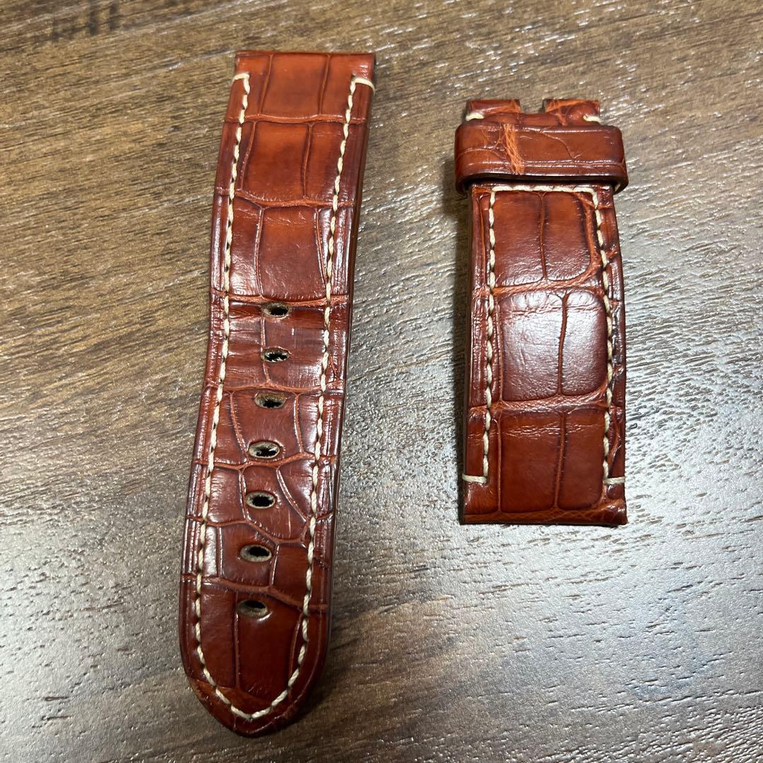 ブラウン クロコダイル型押し レザーベルト