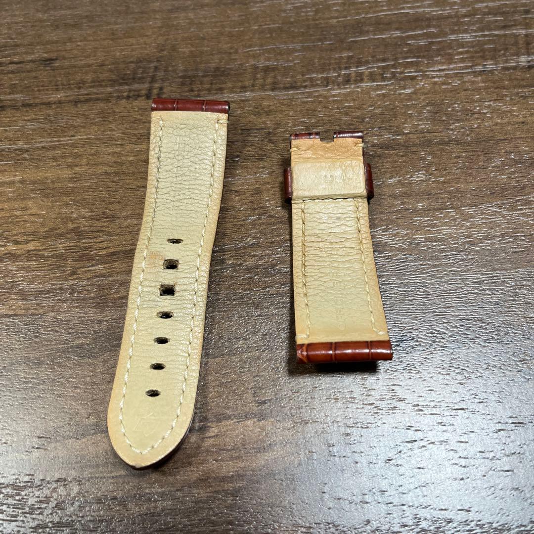 ブラウン クロコダイル型押し レザーベルト