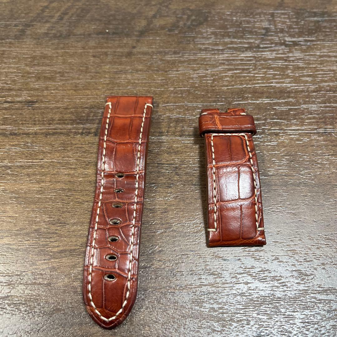 ブラウン クロコダイル型押し レザーベルト