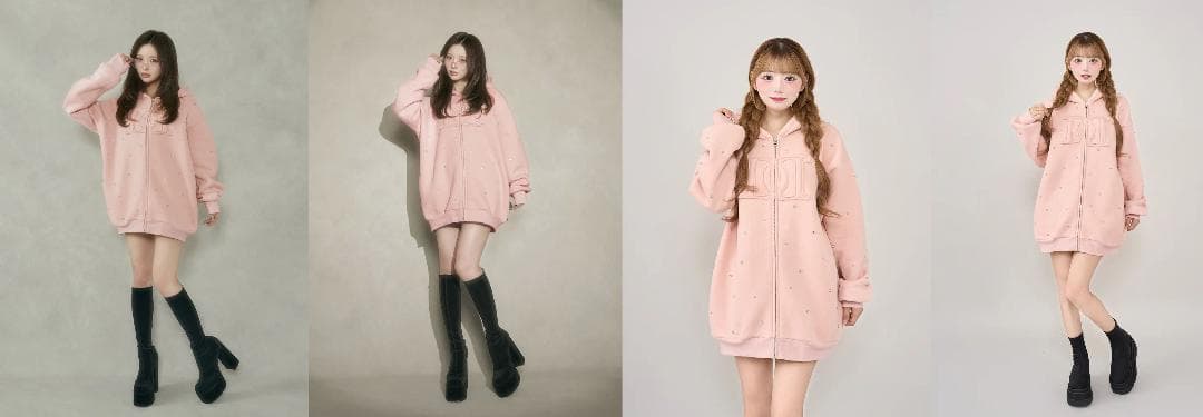 ダーリッチ darich DDロゴビジュージップパーカー ピンク PNK