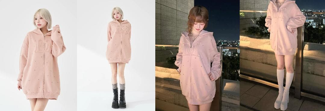 ダーリッチ darich DDロゴビジュージップパーカー ピンク PNK