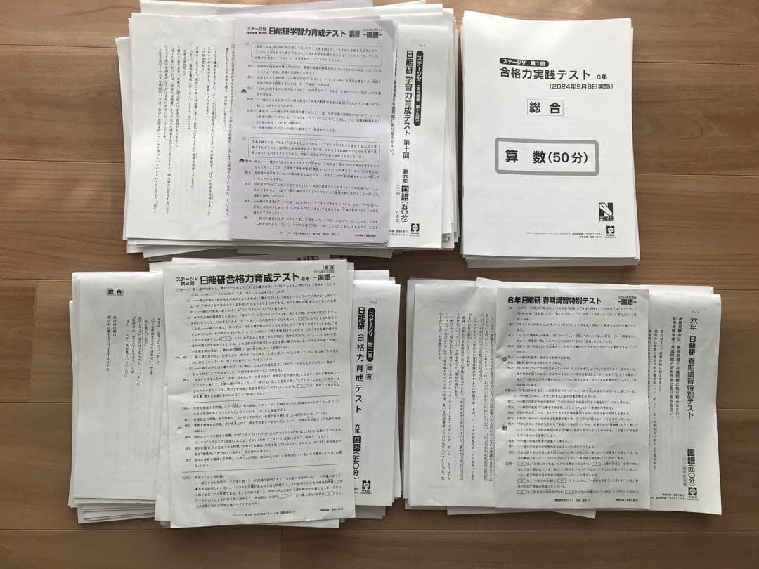 日能研6年2024学習力育成テスト17回、合格力育成7回、実践5回、講習5回