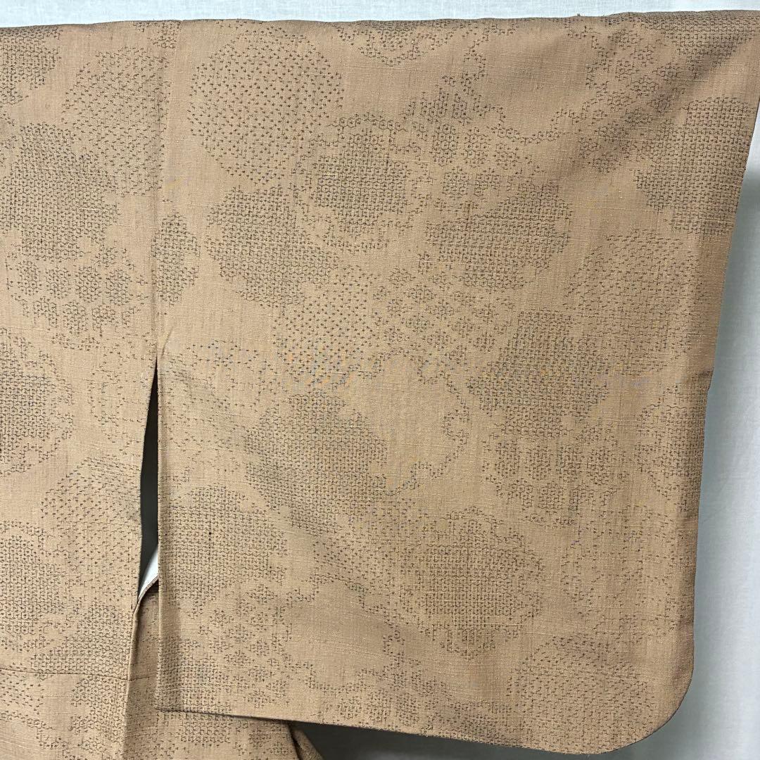 D155 本場結城紬　雪輪　正絹　着物　袷　極美品