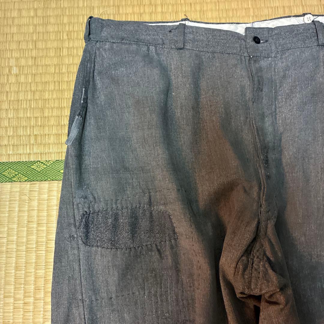 40s 50s vintage ブラックシャンブレー スラックス ワークパンツ