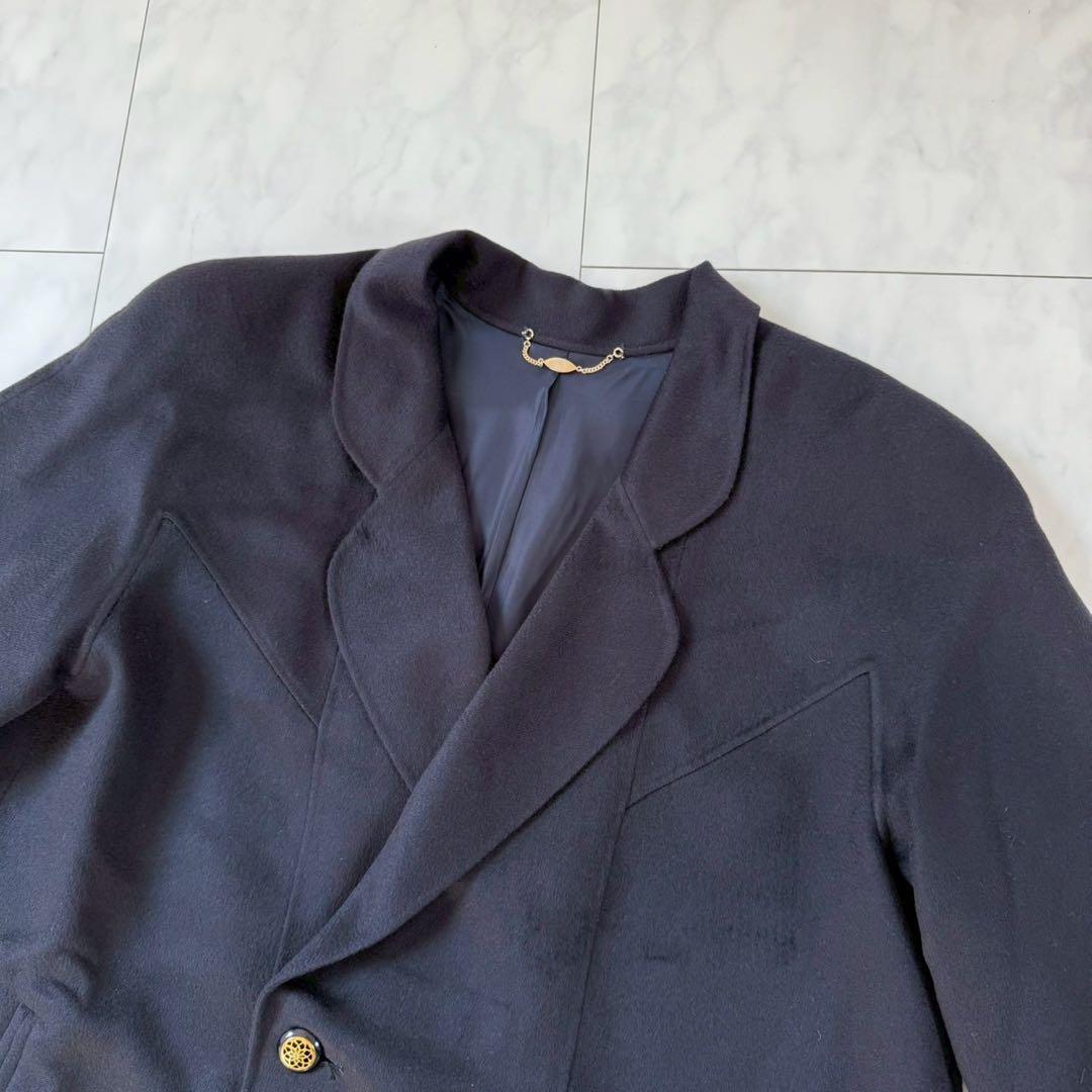 美品【コロンボ】高品質カシミア100％テーラードコート・柔らかタッチ◇ネイビー