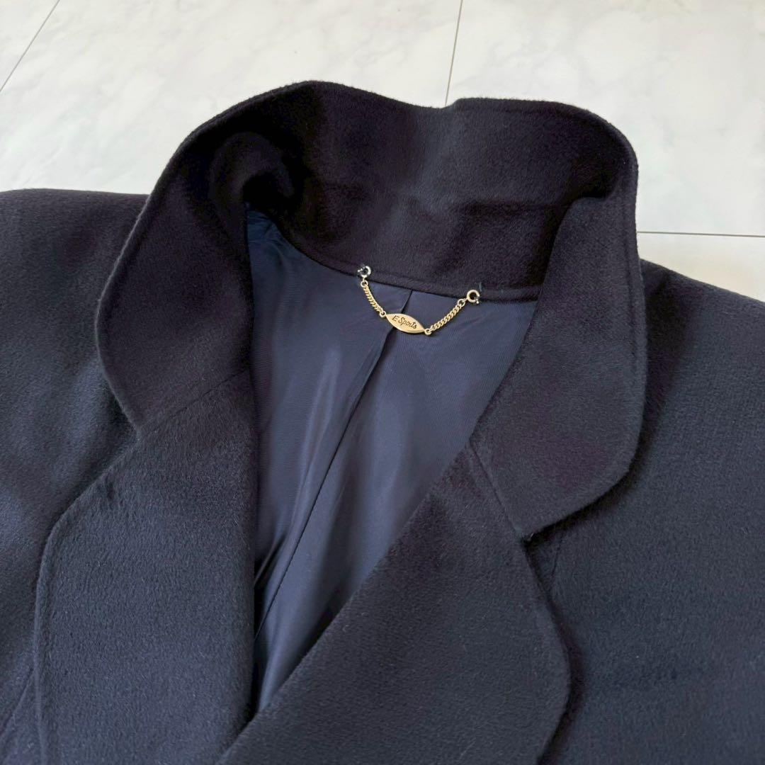 美品【コロンボ】高品質カシミア100％テーラードコート・柔らかタッチ◇ネイビー