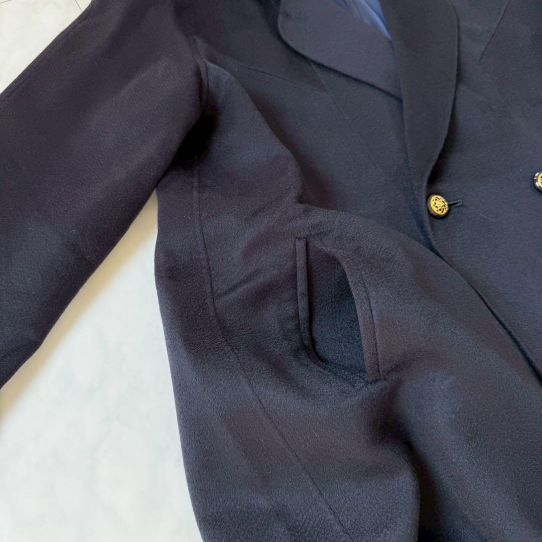 美品【コロンボ】高品質カシミア100％テーラードコート・柔らかタッチ◇ネイビー