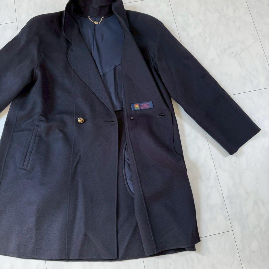 美品【コロンボ】高品質カシミア100％テーラードコート・柔らかタッチ◇ネイビー
