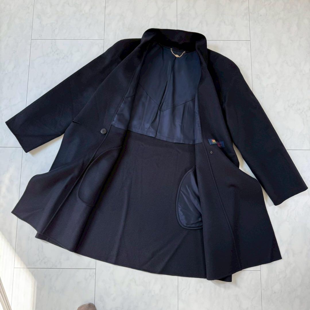 美品【コロンボ】高品質カシミア100％テーラードコート・柔らかタッチ◇ネイビー