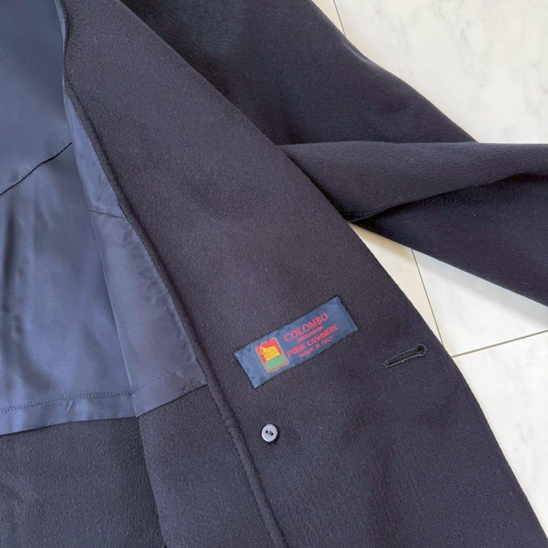 美品【コロンボ】高品質カシミア100％テーラードコート・柔らかタッチ◇ネイビー