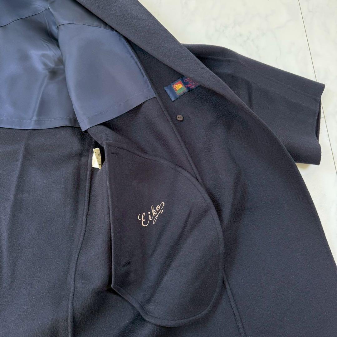 美品【コロンボ】高品質カシミア100％テーラードコート・柔らかタッチ◇ネイビー