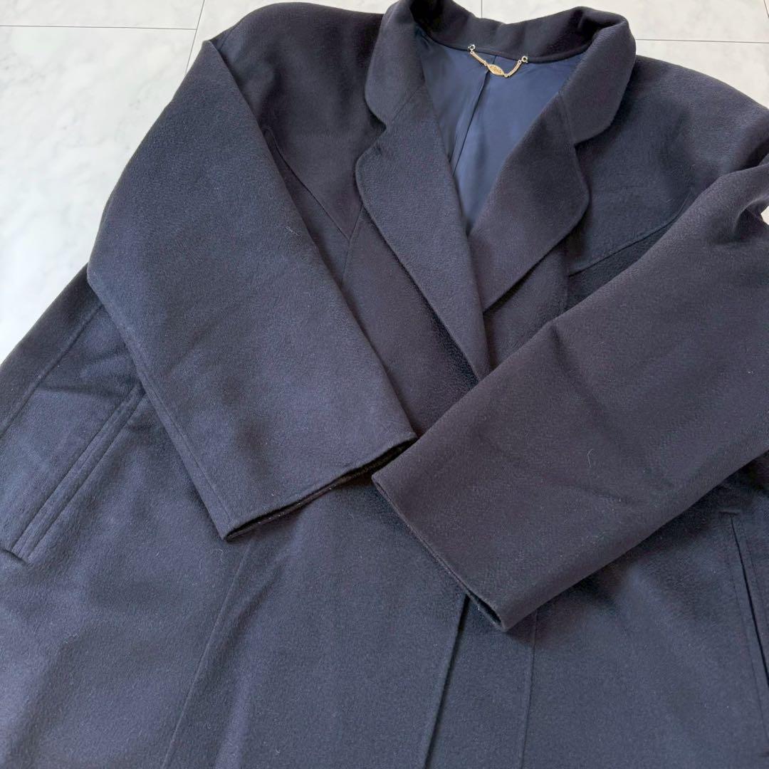 美品【コロンボ】高品質カシミア100％テーラードコート・柔らかタッチ◇ネイビー