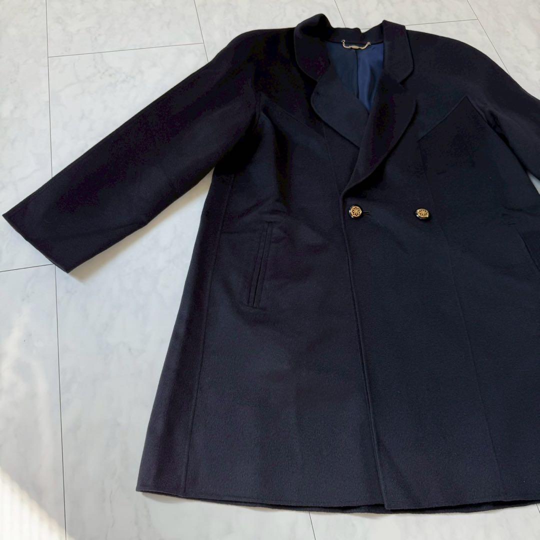 美品【コロンボ】高品質カシミア100％テーラードコート・柔らかタッチ◇ネイビー
