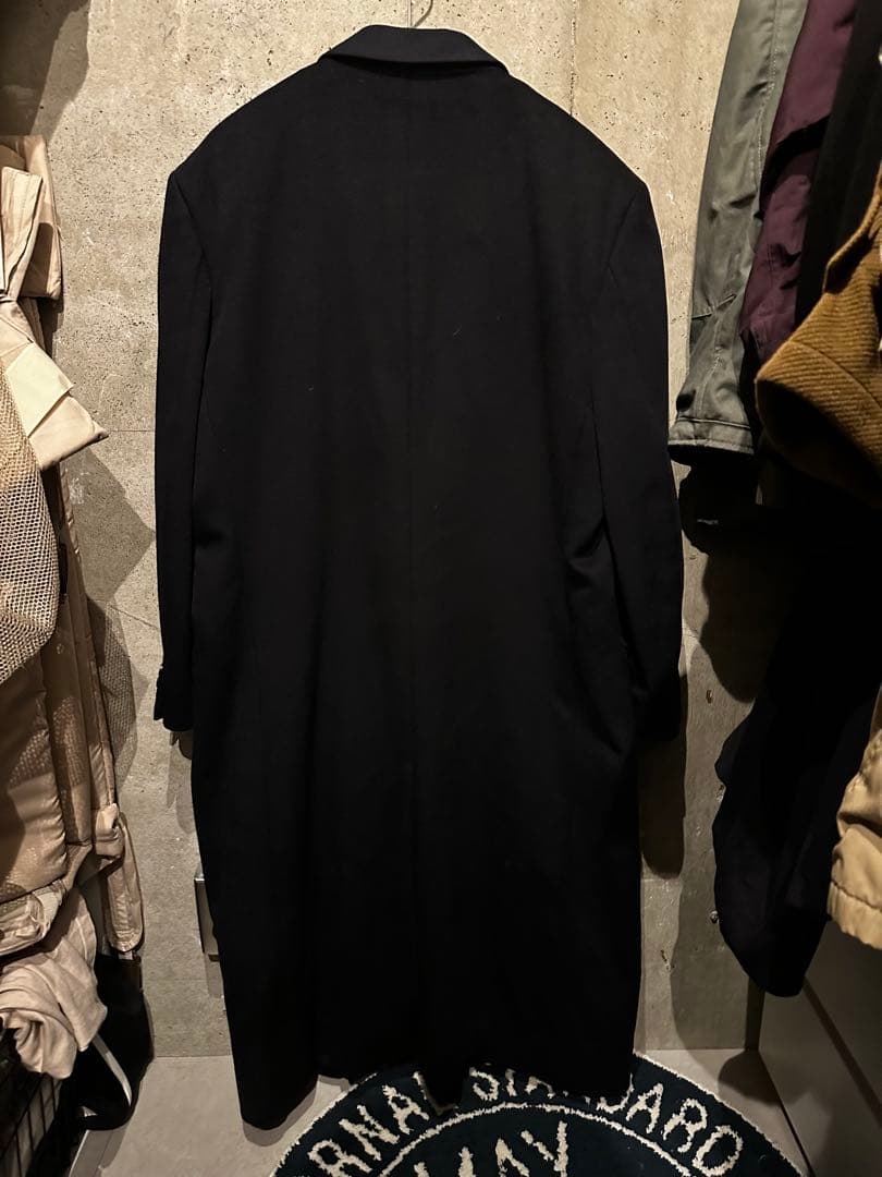 【※着画有 カシミヤ100】ブラックチェスターコート〈Lサイズ相当〉