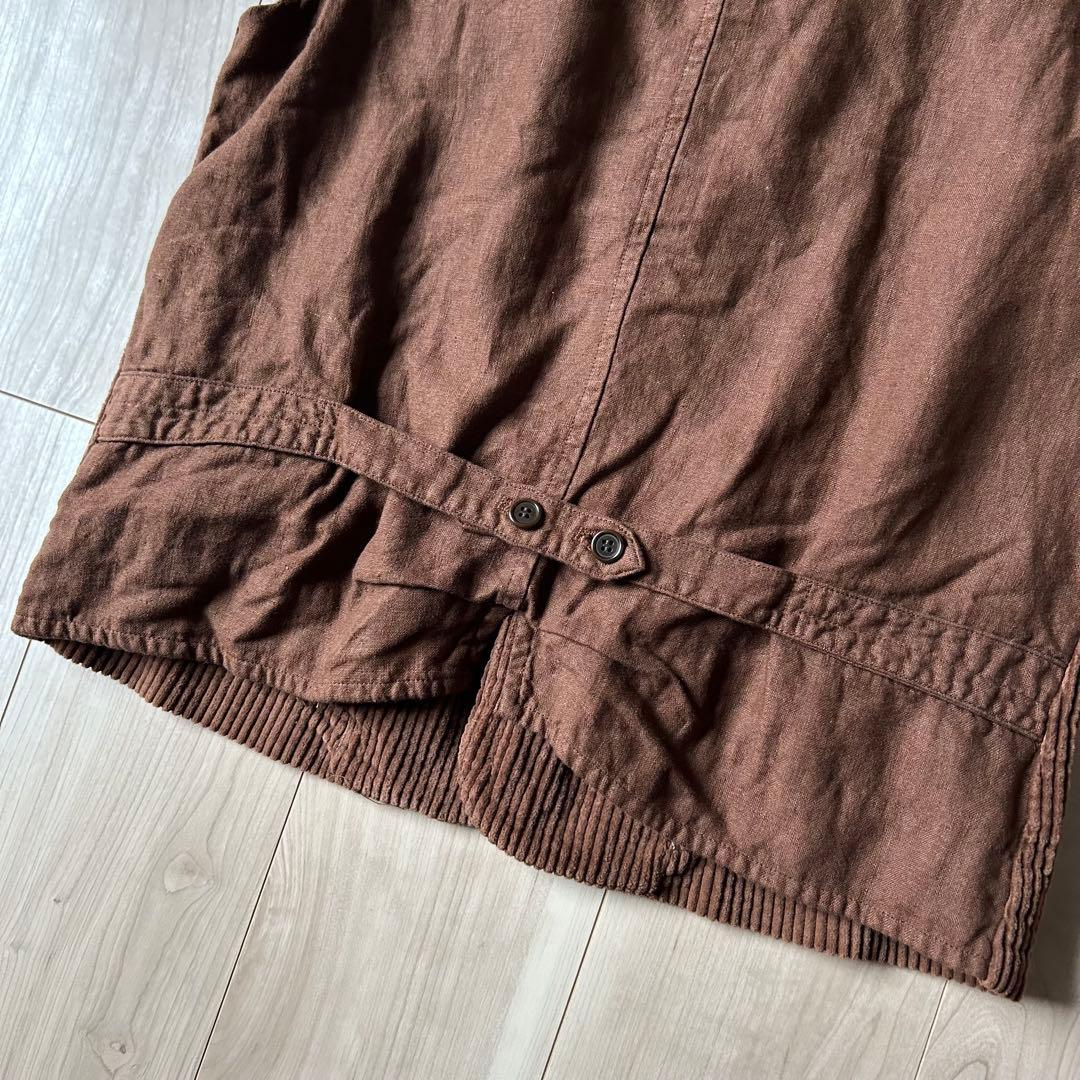 極美品＊nest Robe コットンコーデュロイハンティングベスト 後身頃リネン