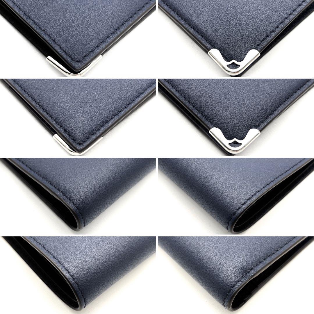 未使用保管品 カルティエ マネークリップ マストライン レザー ロゴ ブルー