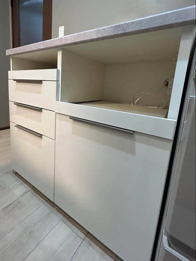 パモウナ　食器棚　キッチンカウンター　白　ホワイト　幅100cm